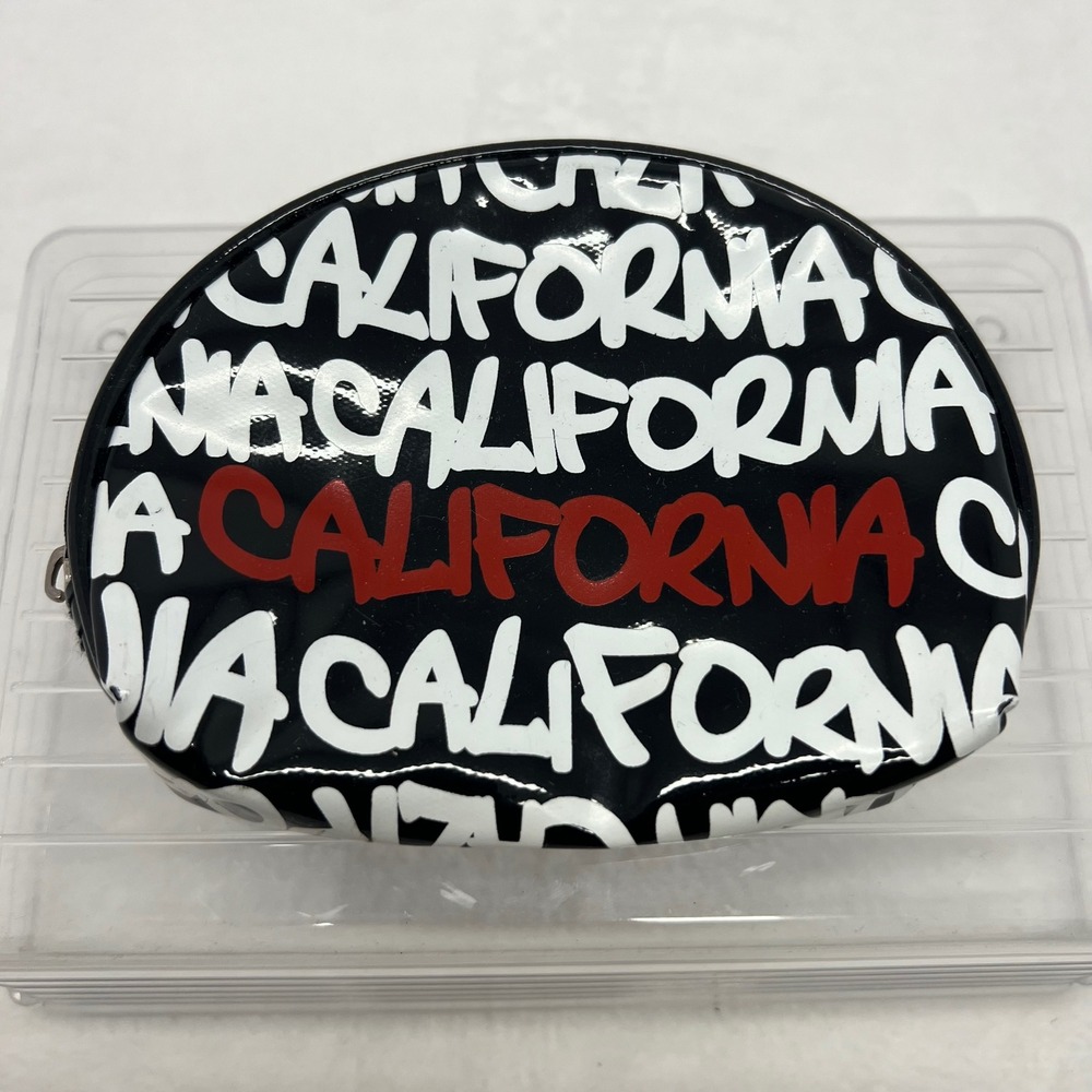 Robin Ruth California Coin Purse Women Small Black White Red Good Graffiti‎ PVC